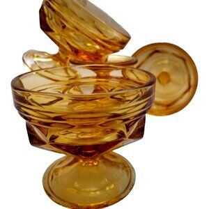 6-Amber Dessert Cups/ Ice Cream/Yogurt/ Sherbet Glass Georgian by Anchor Hocking